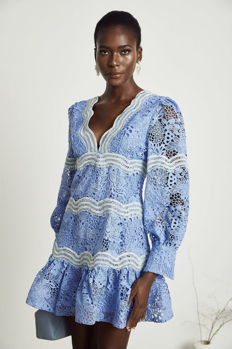 Gaëlle Vneck floral embroidered mini dress