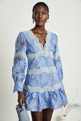 Gaëlle Vneck floral embroidered mini dress