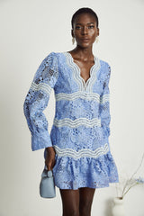Gaëlle Vneck floral embroidered mini dress