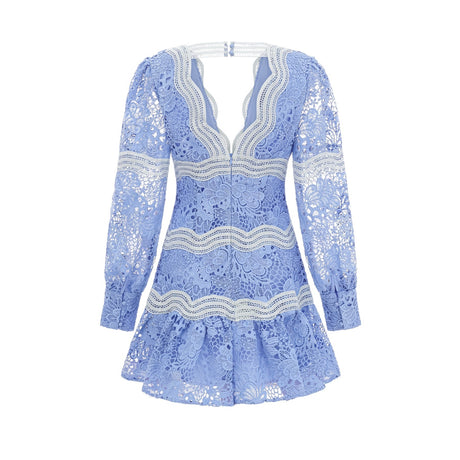 Gaëlle Vneck floral embroidered mini dress