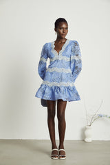 Gaëlle Vneck floral embroidered mini dress