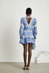 Gaëlle Vneck floral embroidered mini dress
