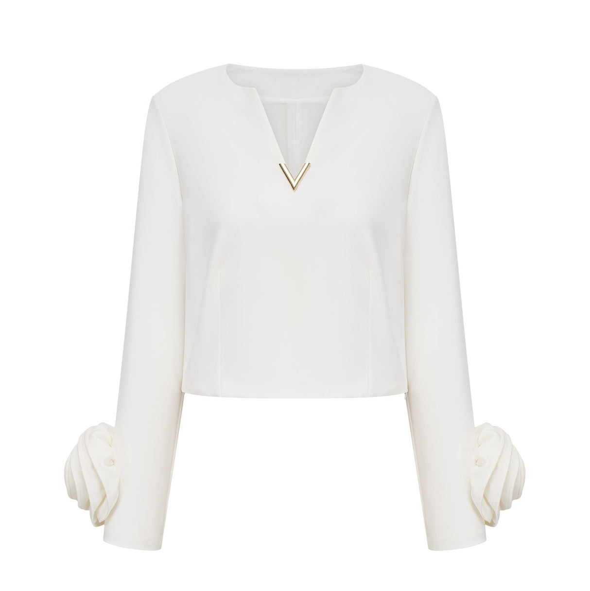 Hilaire white 3dpetal top  skirt matching set