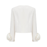 Hilaire white 3dpetal top  skirt matching set