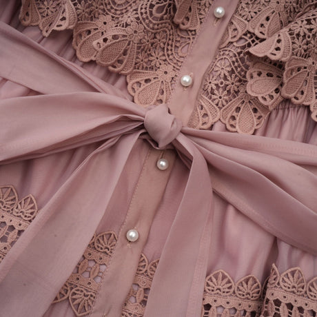 Inès lace cutout tiered midi dress