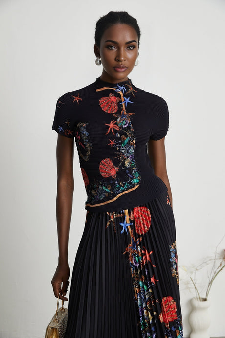 Josiane patternprint knitted top  skirt matching set