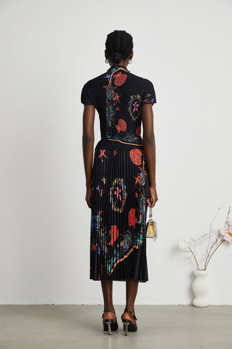 Josiane patternprint knitted top  skirt matching set