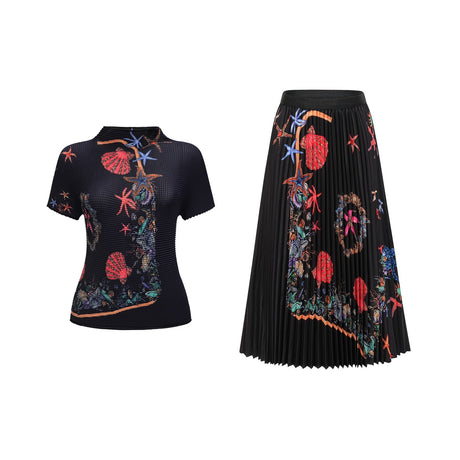 Josiane patternprint knitted top  skirt matching set