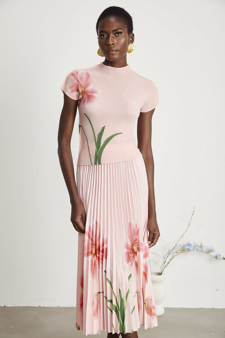 Justine floralprint stretch top  skirt matching set