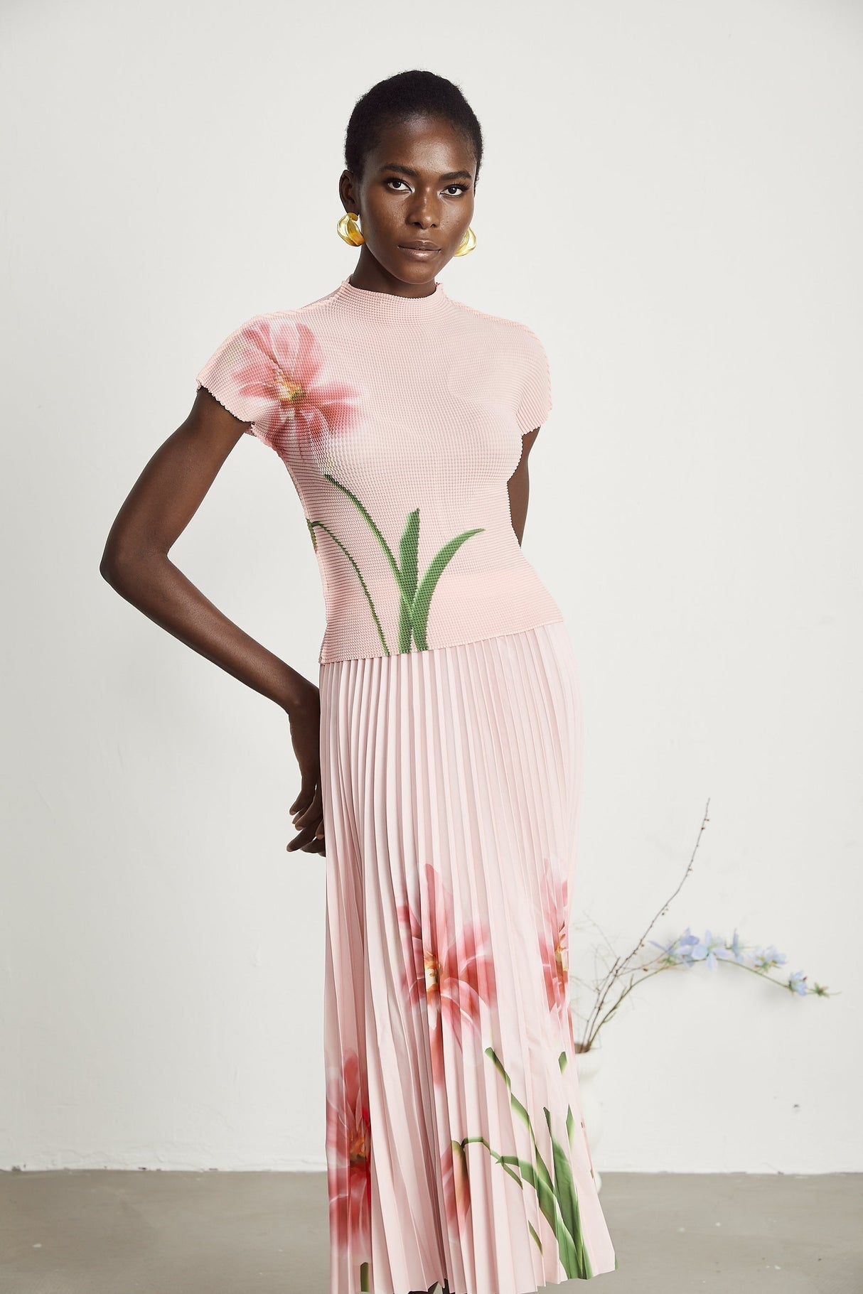 Justine floralprint stretch top  skirt matching set