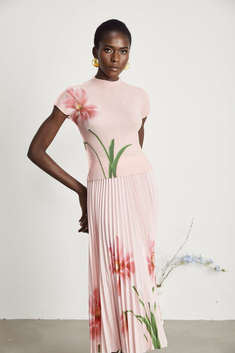 Justine floralprint stretch top  skirt matching set