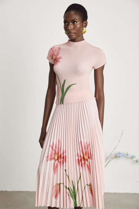 Justine floralprint stretch top  skirt matching set