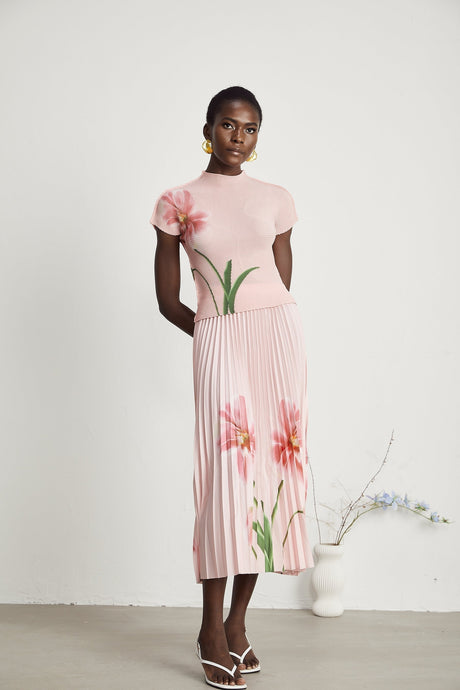 Justine floralprint stretch top  skirt matching set