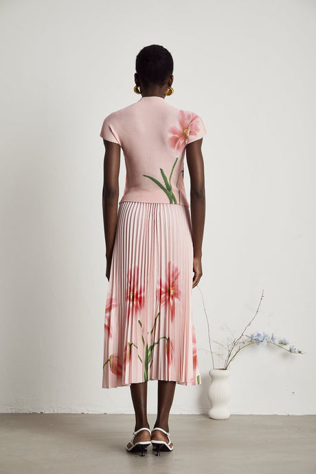 Justine floralprint stretch top  skirt matching set