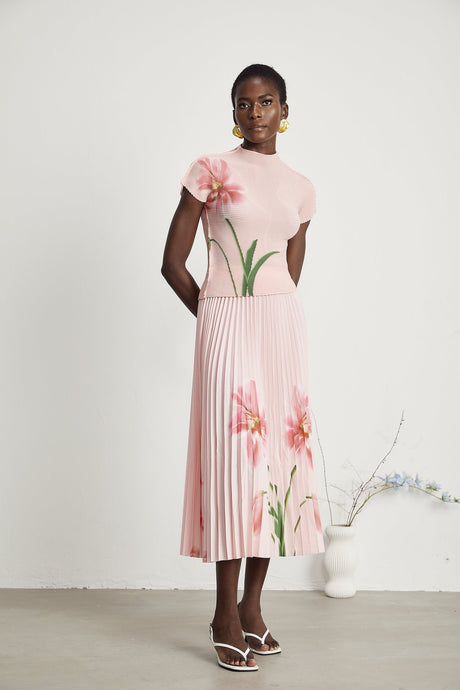 Justine floralprint stretch top  skirt matching set