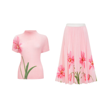 Justine floralprint stretch top  skirt matching set