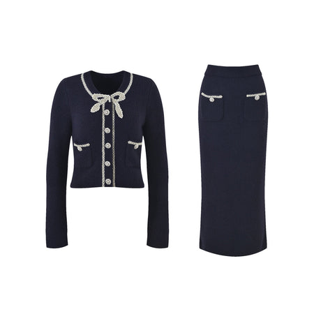 Liane fauxpearl embellished jacket  skirt matching set