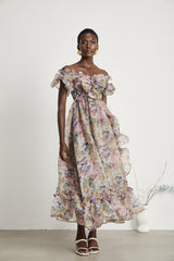 Margaux offshoulder ruffled midi dress