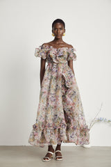 Margaux offshoulder ruffled midi dress