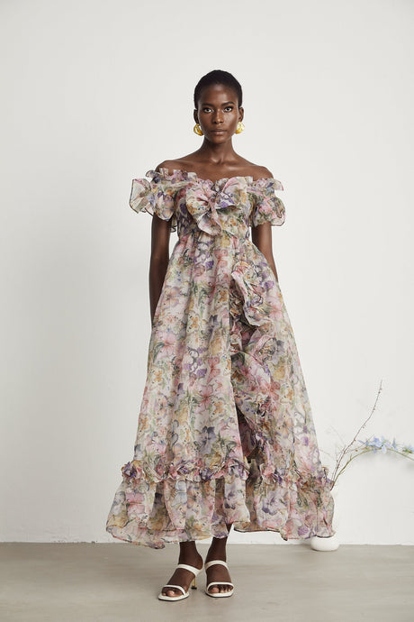 Margaux offshoulder ruffled midi dress