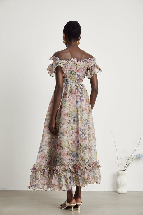 Margaux offshoulder ruffled midi dress