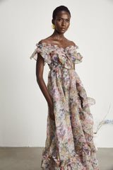 Margaux offshoulder ruffled midi dress