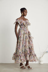 Margaux offshoulder ruffled midi dress