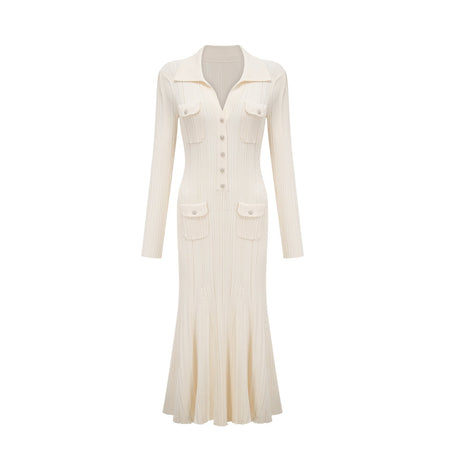 Nouria white mermaidhem knit midi dress