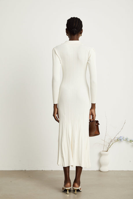 Nouria white mermaidhem knit midi dress