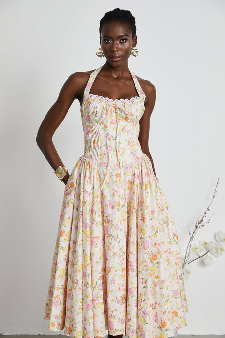 Odette floralprint halterneck midi dress