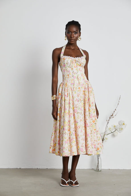 Odette floralprint halterneck midi dress