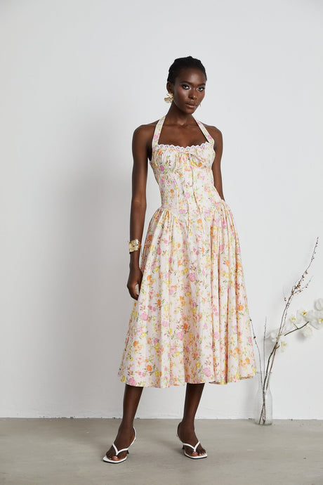 Odette floralprint halterneck midi dress
