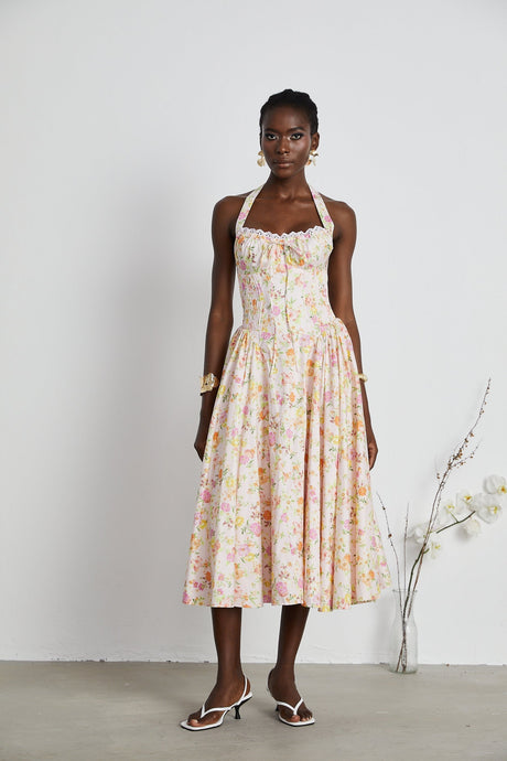Odette floralprint halterneck midi dress