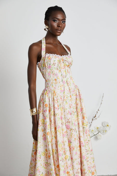 Odette floralprint halterneck midi dress