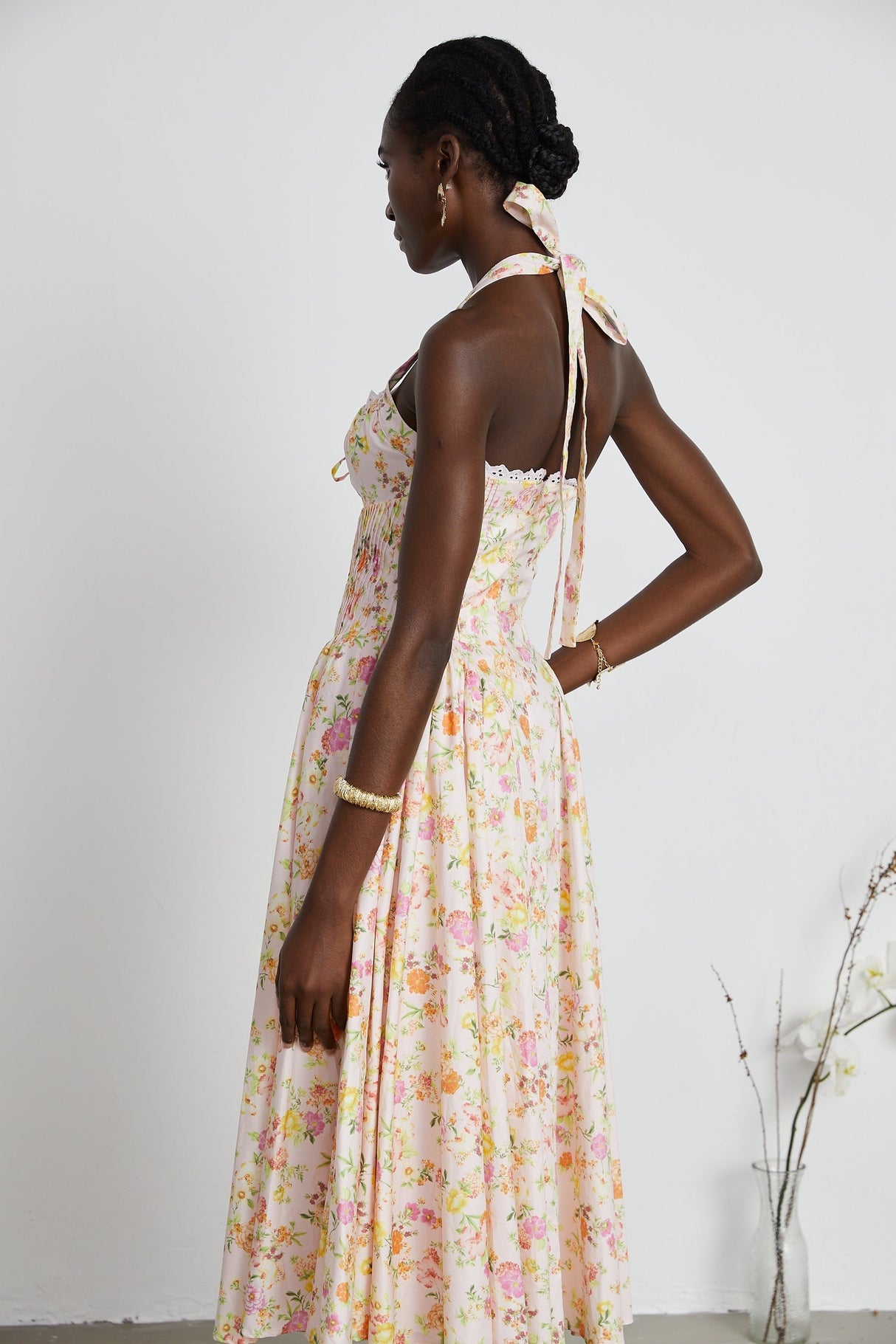 Odette floralprint halterneck midi dress