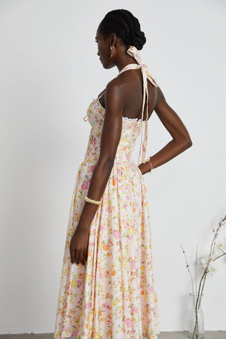 Odette floralprint halterneck midi dress