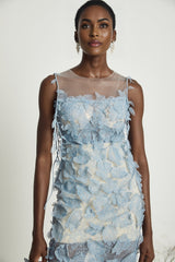 Olessia fauxflower lace midi dress