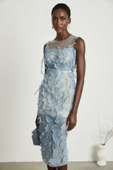 Olessia fauxflower lace midi dress