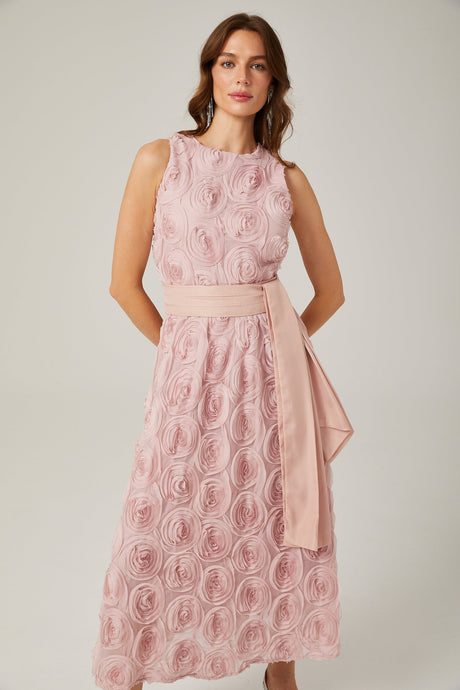 Paulette pink floral tiewaist midi dress
