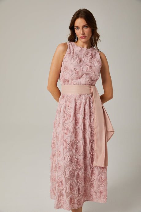 Paulette pink floral tiewaist midi dress
