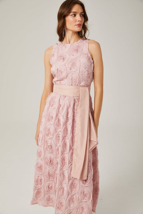 Paulette pink floral tiewaist midi dress