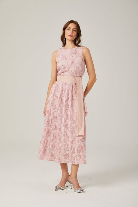 Paulette pink floral tiewaist midi dress