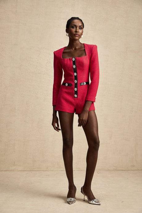 Pink long sleeved bodysuit with cut out details named Celestine