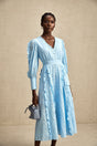 Raphaëlle blue openwork ruffled midi dress