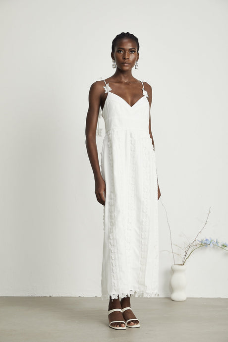 Renée lacebutterfly embroidered midi dress
