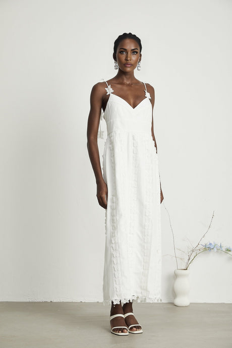 Renée lacebutterfly embroidered midi dress