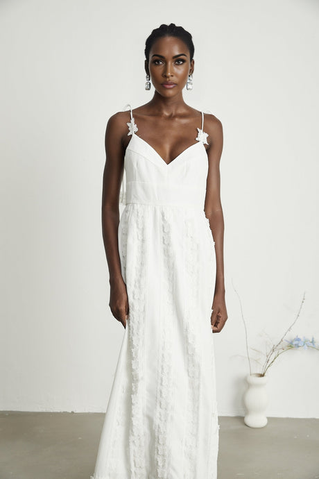 Renée lacebutterfly embroidered midi dress