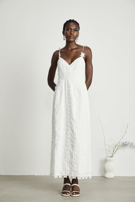 Renée lacebutterfly embroidered midi dress