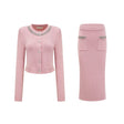 Renée pink embellished jacket  skirt matching set