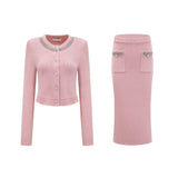 Renée pink embellished jacket  skirt matching set